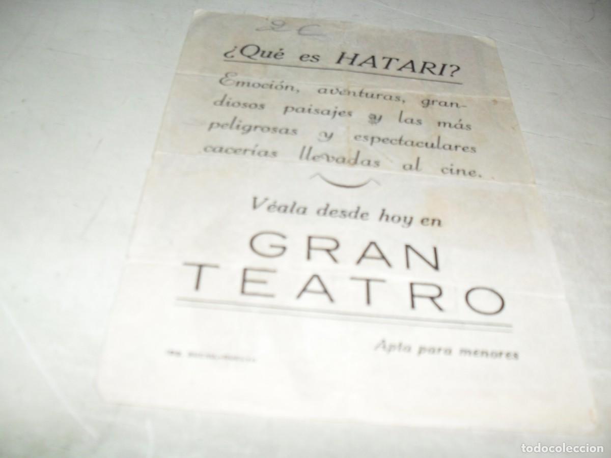 Cine: (ORIGINAL),HATARI,CON JOHN WAYNE.CON TEXTO PUBLICITARIO DETRAS. - Foto 2