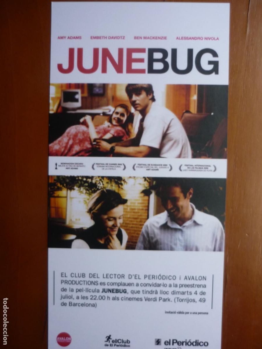 Cine: junebug - folleto original invitacion estreno - amy adams