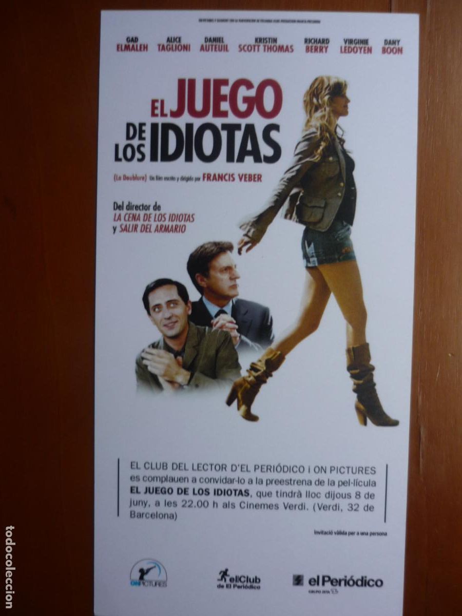 Cine: el juego de los idiotas - folleto original invitacion estreno - kristin scott thomas daniel auteuil