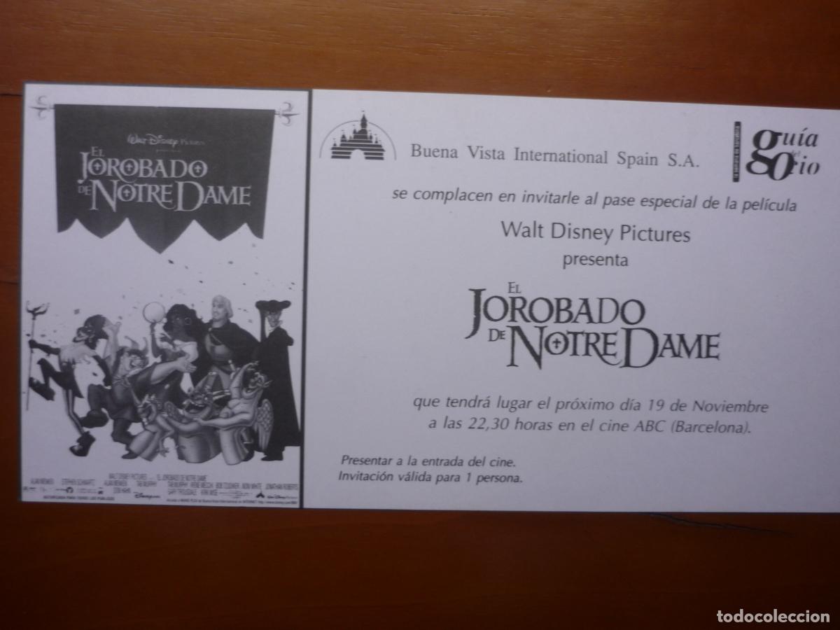 Cine: el jorobado de notre dame - folleto original invitacion preestreno - disney - cine abc barcelona