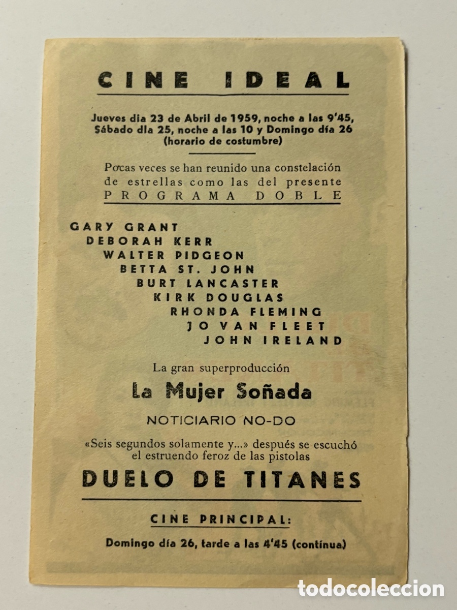 Cine: Programa duelo de titanes Burt lancaster con publicidad cine ideal A21 - Foto 2