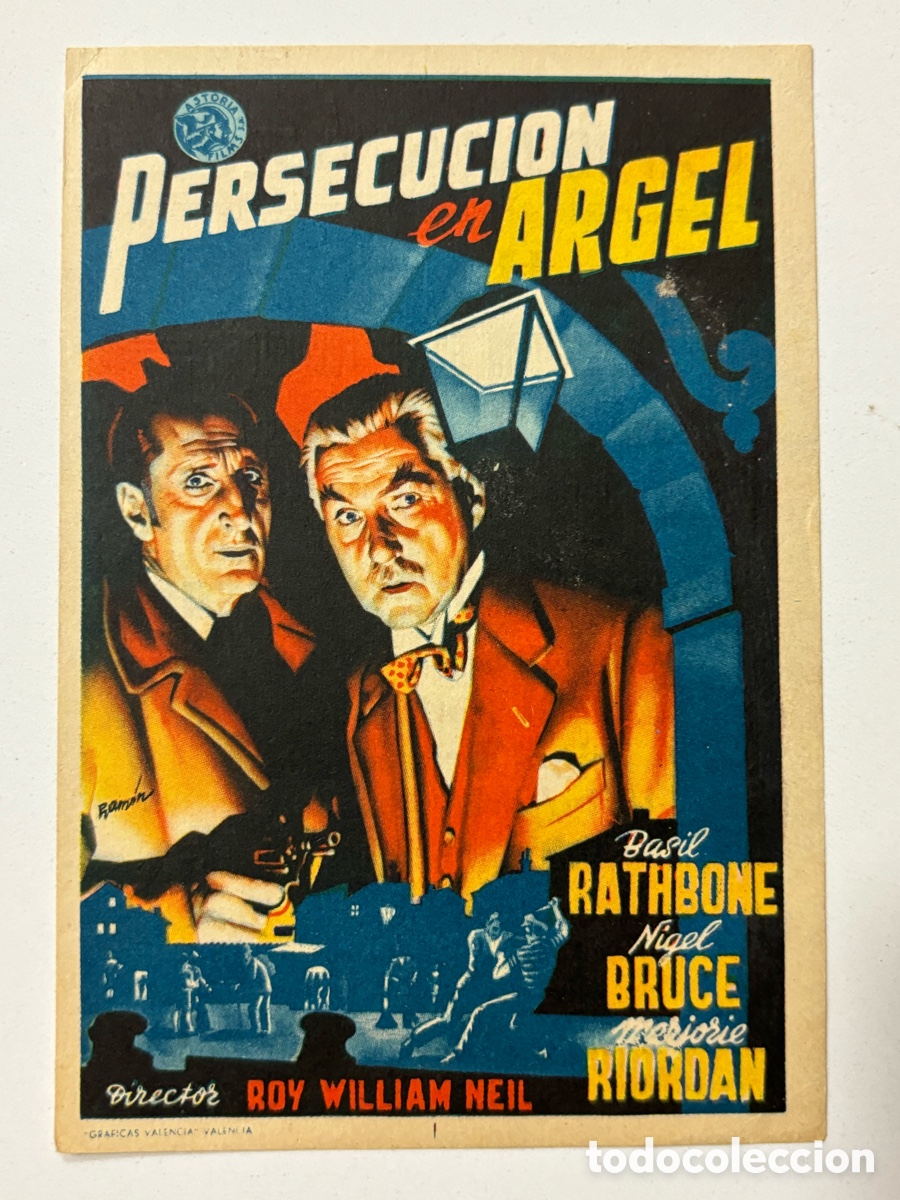 Cine: Programa persecuci&oacute;n en Argel Basil Rathbone con publicidad cinema azul A21 - Foto 1