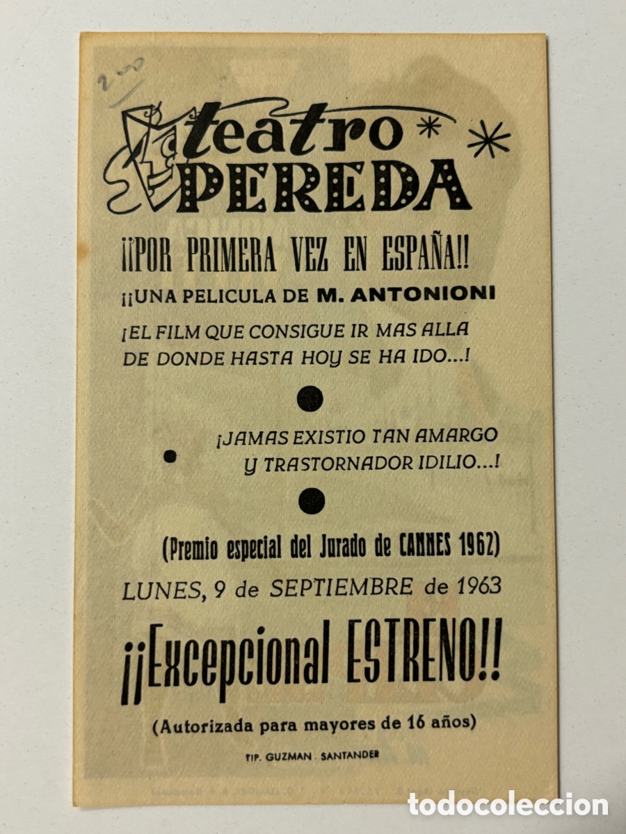 Cine: Programa el eclipse Alain Delon con publicidad teatro Pereda Santander A21 - Foto 2