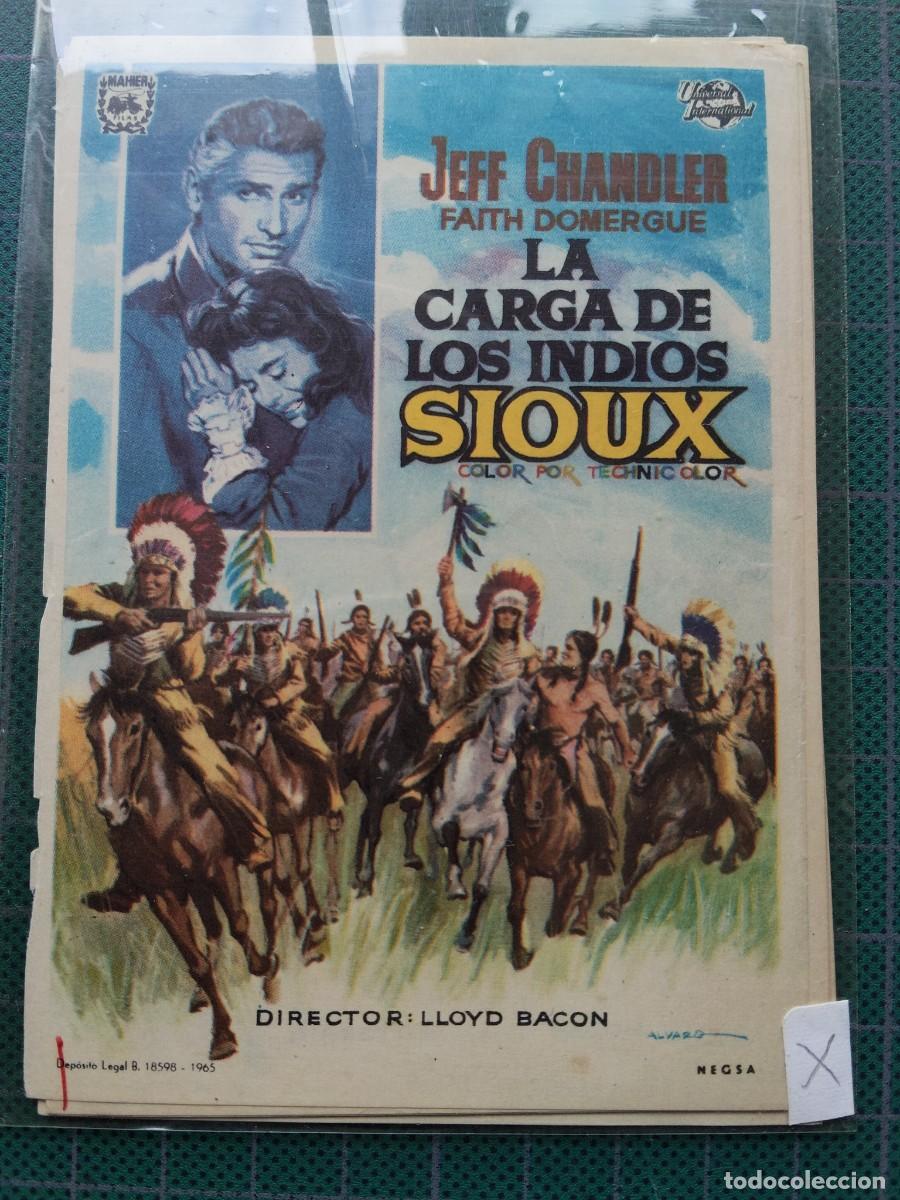 Cine: PROGRAMA DE MANO: LA CARGA DE LOS INDIOS SIOUX - JEFF CHANDLER - Foto 1