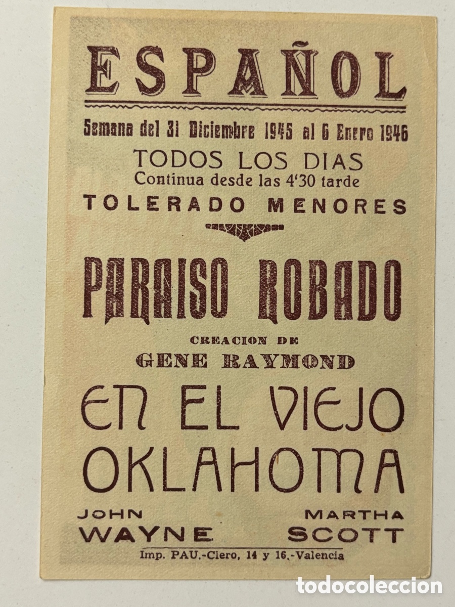 Cine: Programa en el viejo Oklahoma john wayne con publicidad cine espa&ntilde;ol A21 - Foto 2