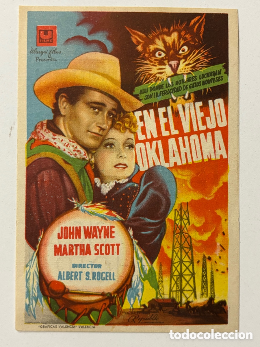 Cine: Programa en el viejo Oklahoma john wayne con publicidad cine espa&ntilde;ol A21 - Foto 1