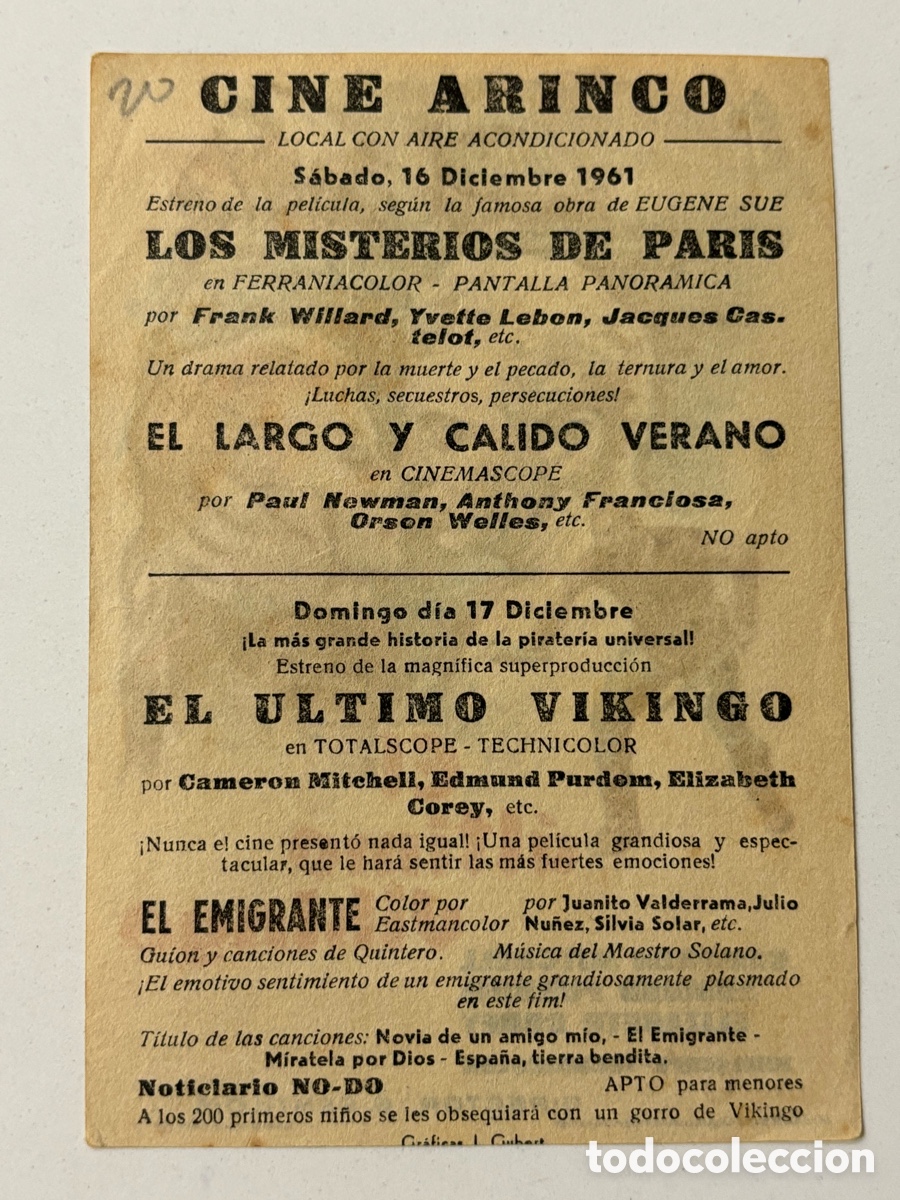 Cine: Programa el &uacute;ltimo vikingo Camer&oacute;n mitchell con publicidad cine arinco A21 - Foto 2