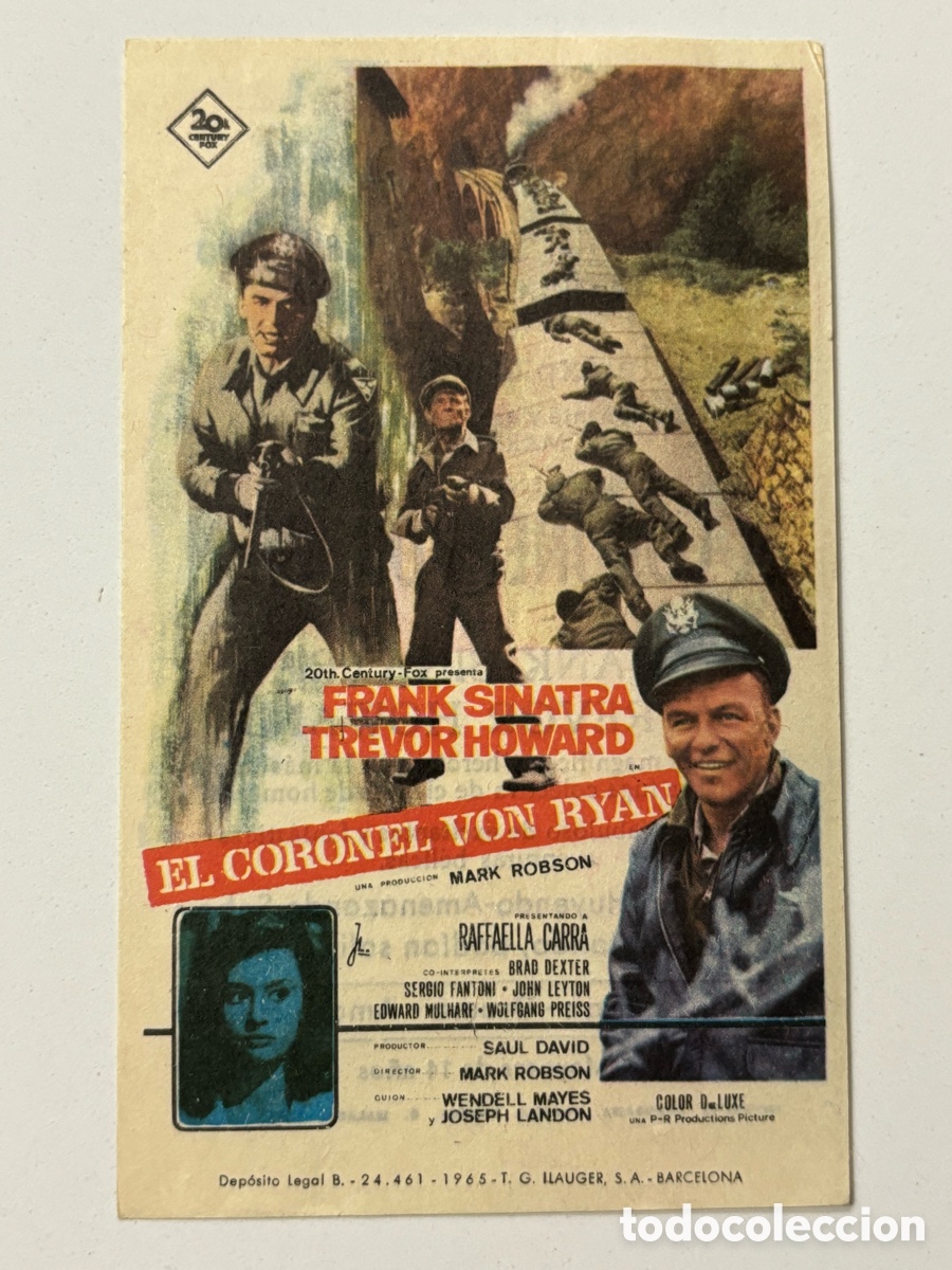 Cine: Programa el coronel von Ryan frank sinatra con publicidad cine Goya malaga A21 - Foto 1