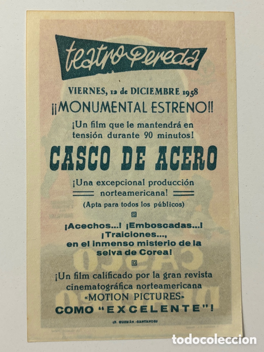 Cine: Programa casco de acero con publicidad teatro Pereda Santander A21 - Foto 2
