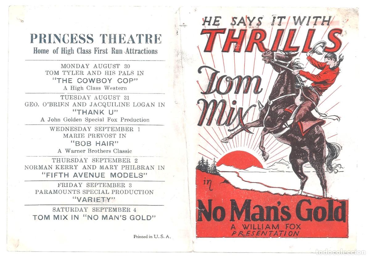 Cine: PTCC 818 NO MANS GOLD PROGRAMA DOBLE AMERICANO TOM MIX - Foto 1