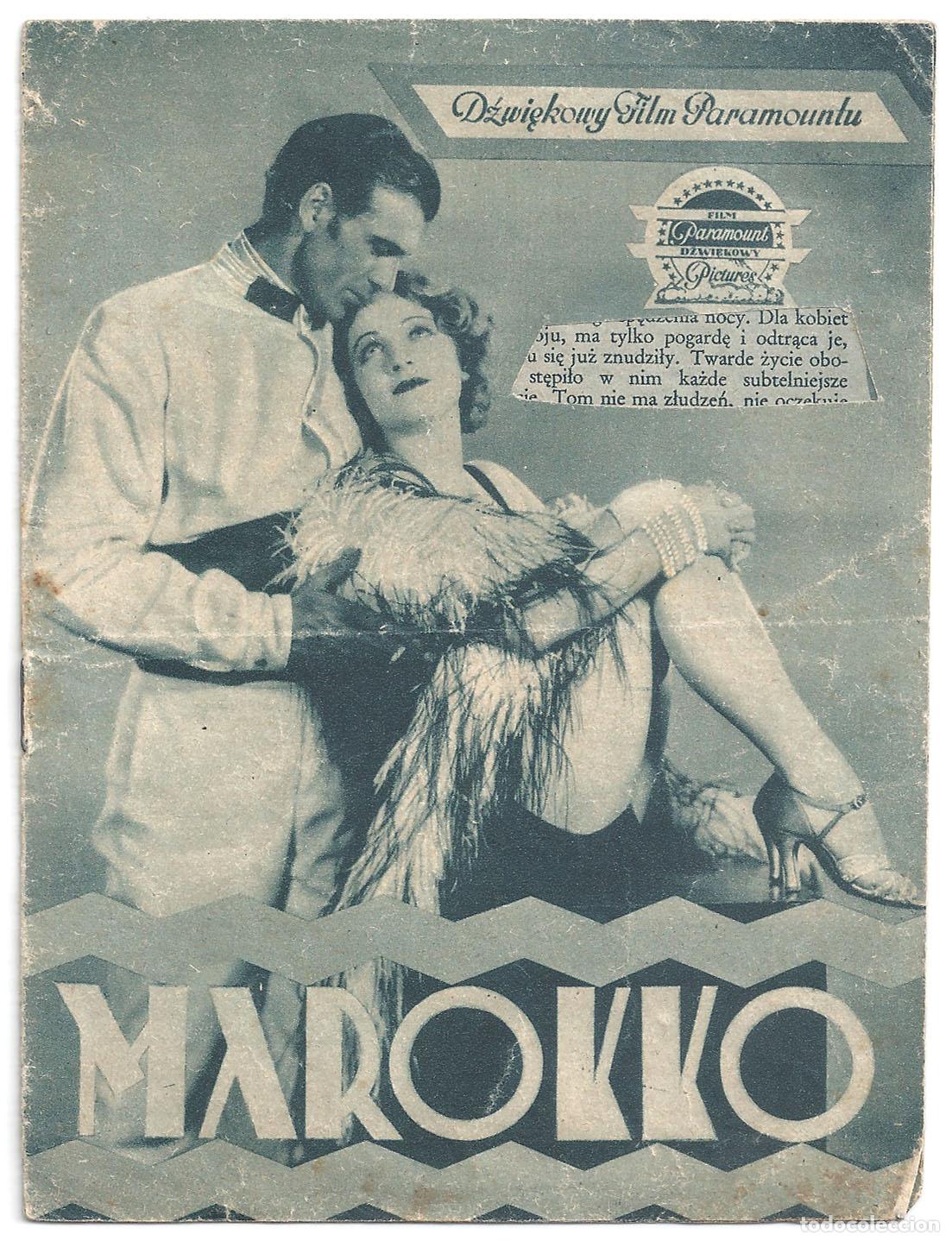 Cine: PTCC 818 MARRUECOS PROGRAMA LIBRITO PARAMOUNT POLACO MARLENE DIETRICH GARY COOPER LEGION - Foto 1