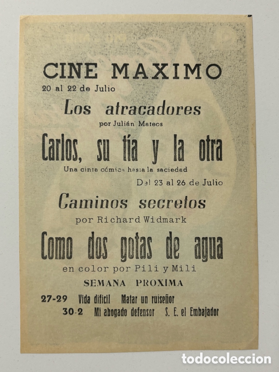 Cine: Programa como dos gotas de agua Pili y mili con publicidad cine m&aacute;ximo A13 - Foto 2