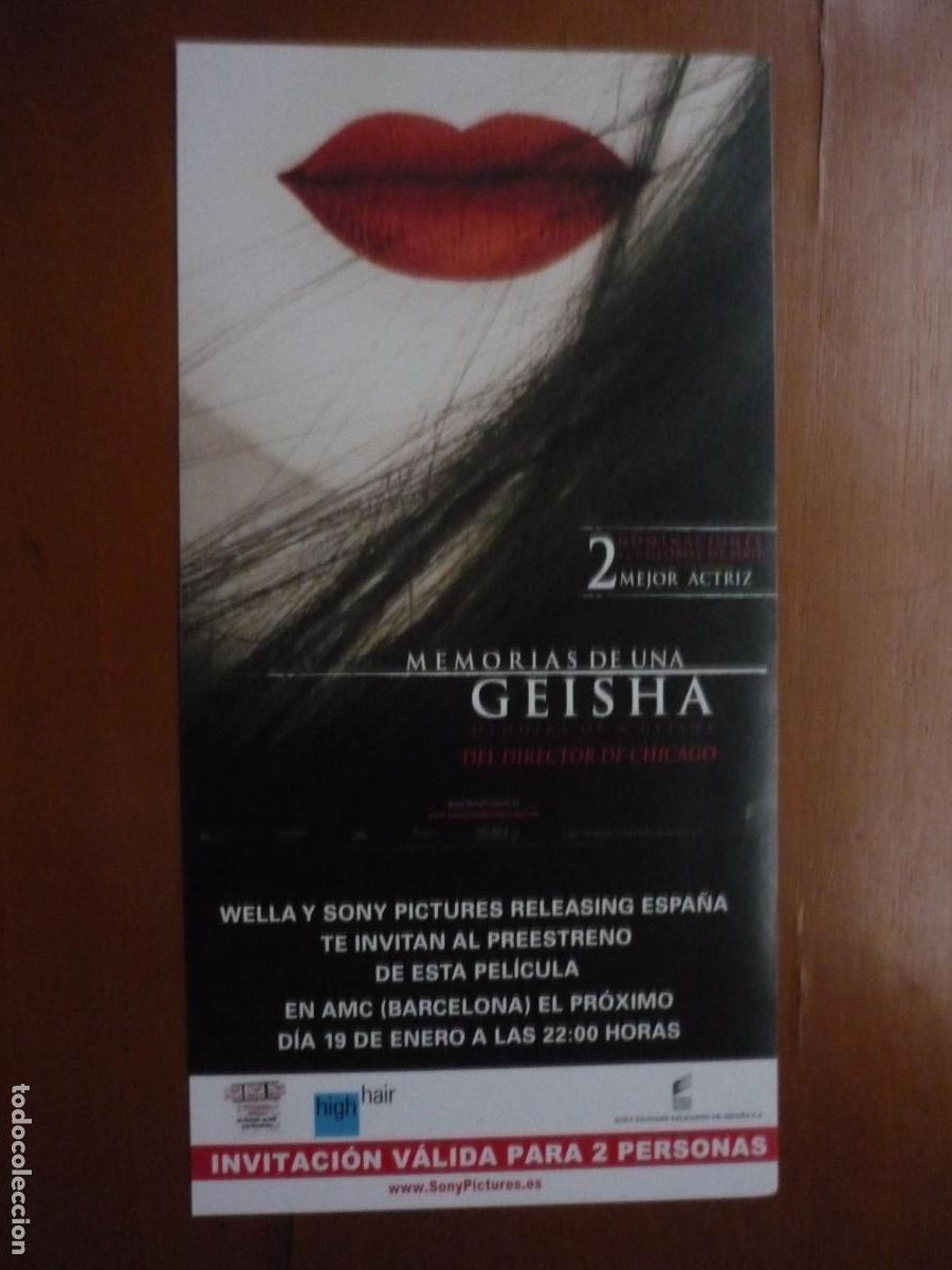 Folhetos de m&atilde;o de filmes antigos de cinema: memorias de una geisha - folleto mano invitacion preestreno - zhang ziyi
