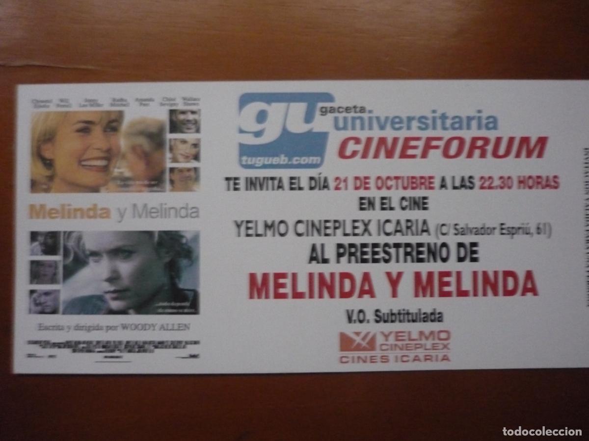 Cine: melinda y melinda - folleto mano invitacion preestreno - woody allen Chlo&euml; Sevigny Amanda Peet