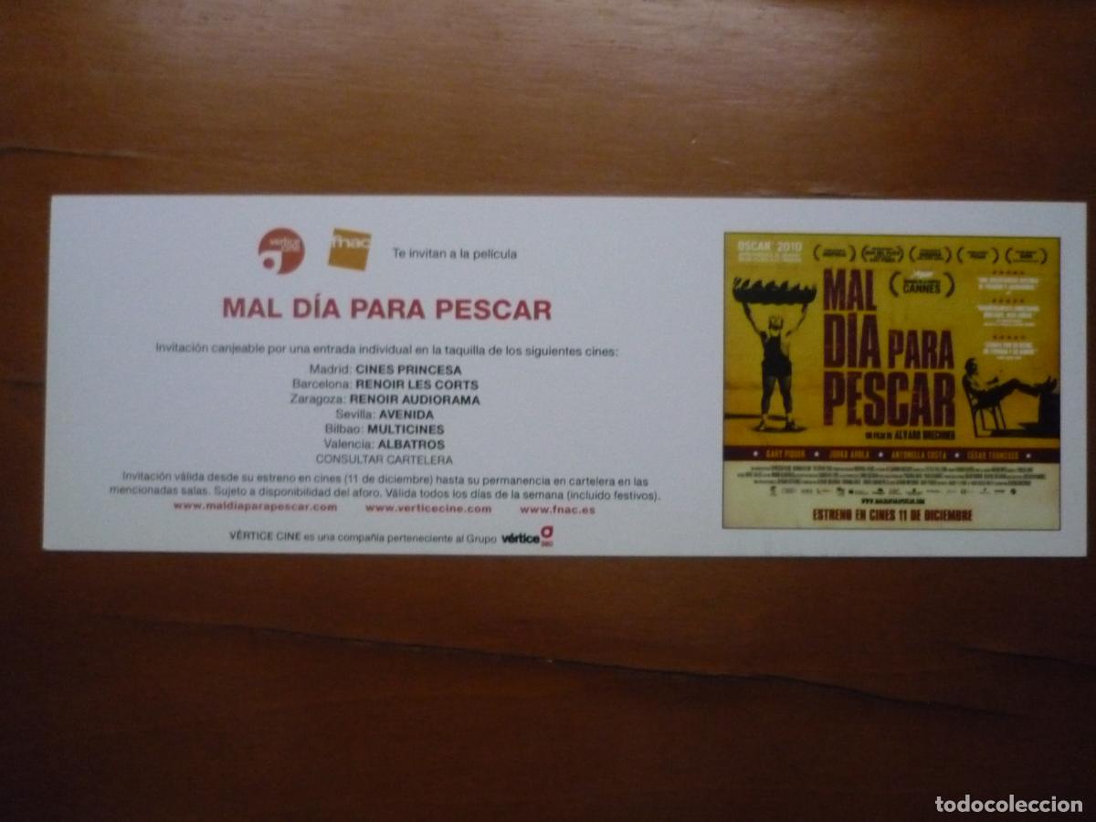 Cine: mal dia para pescar - folleto mano invitacion estreno - gary piquer antonella costa cine uruguay