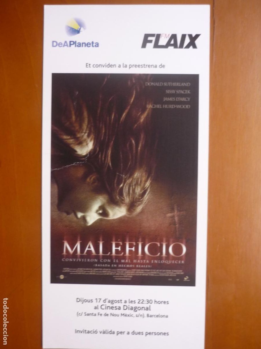 Cine: maleficio - folleto mano invitacion preestreno - donald sutherland sissy spacek Rachel Hurd-Wood