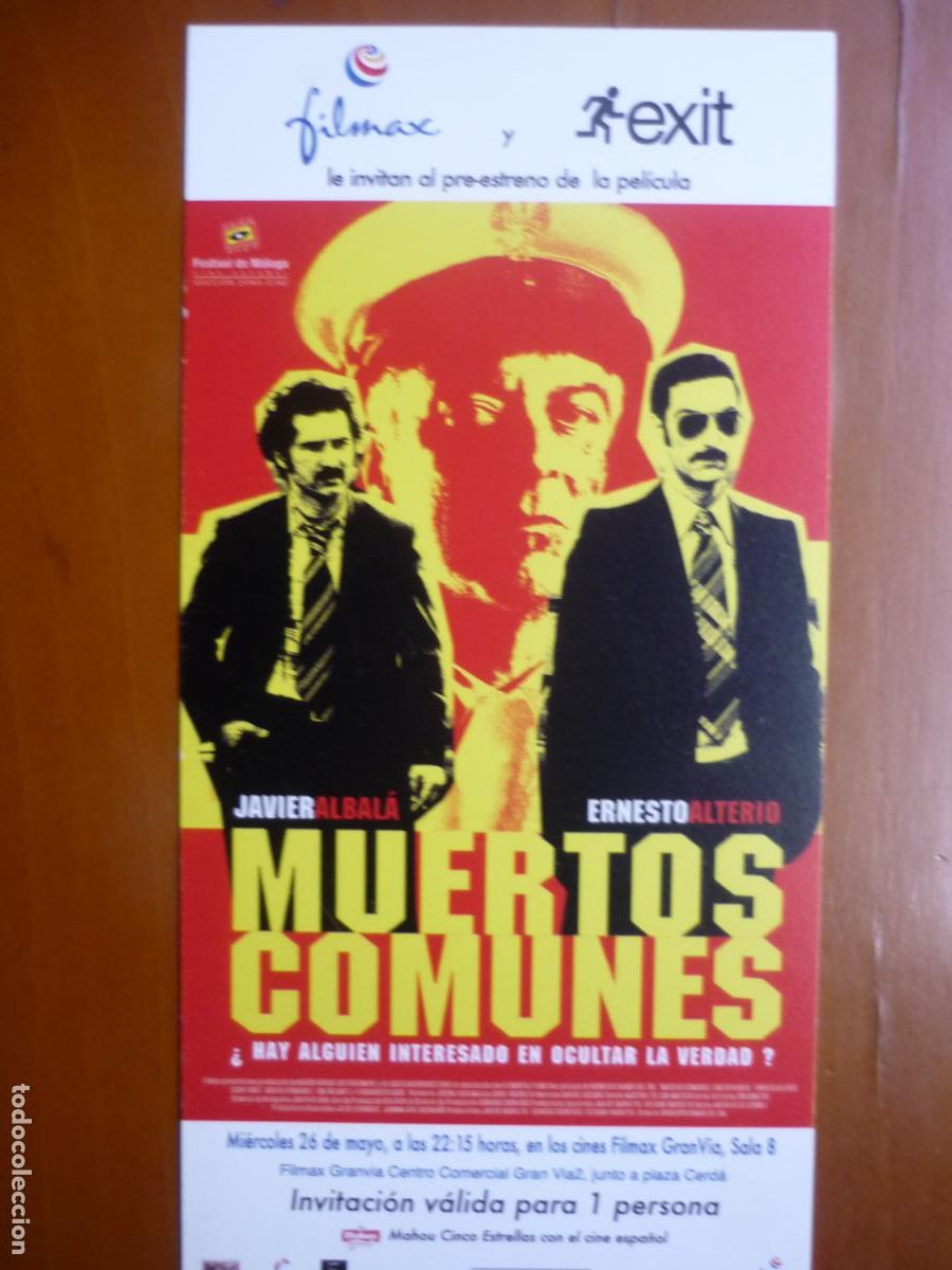 Cine: muertos comunes - folleto mano invitacion preestreno - ernesto alterio luchi lopez cine espa&ntilde;ol