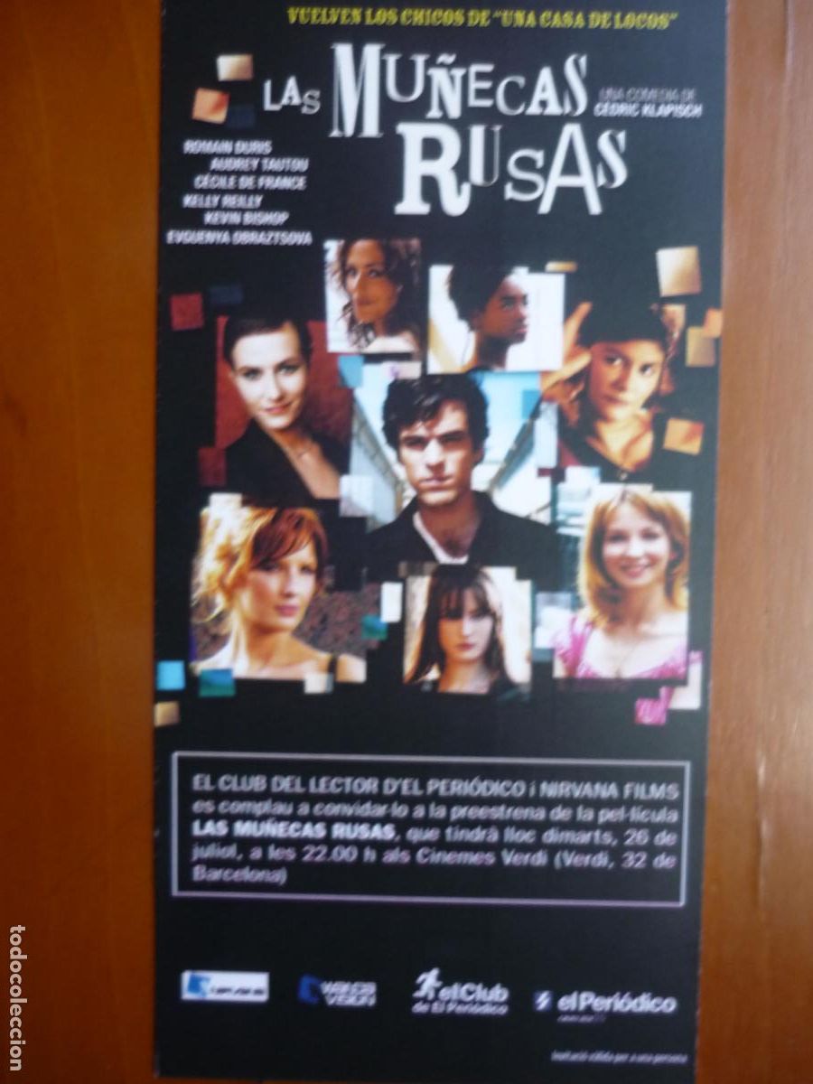 Cine: las mu&ntilde;ecas rusas - folleto mano invitacion preestreno - romain duris audrey taitou kelly reilly