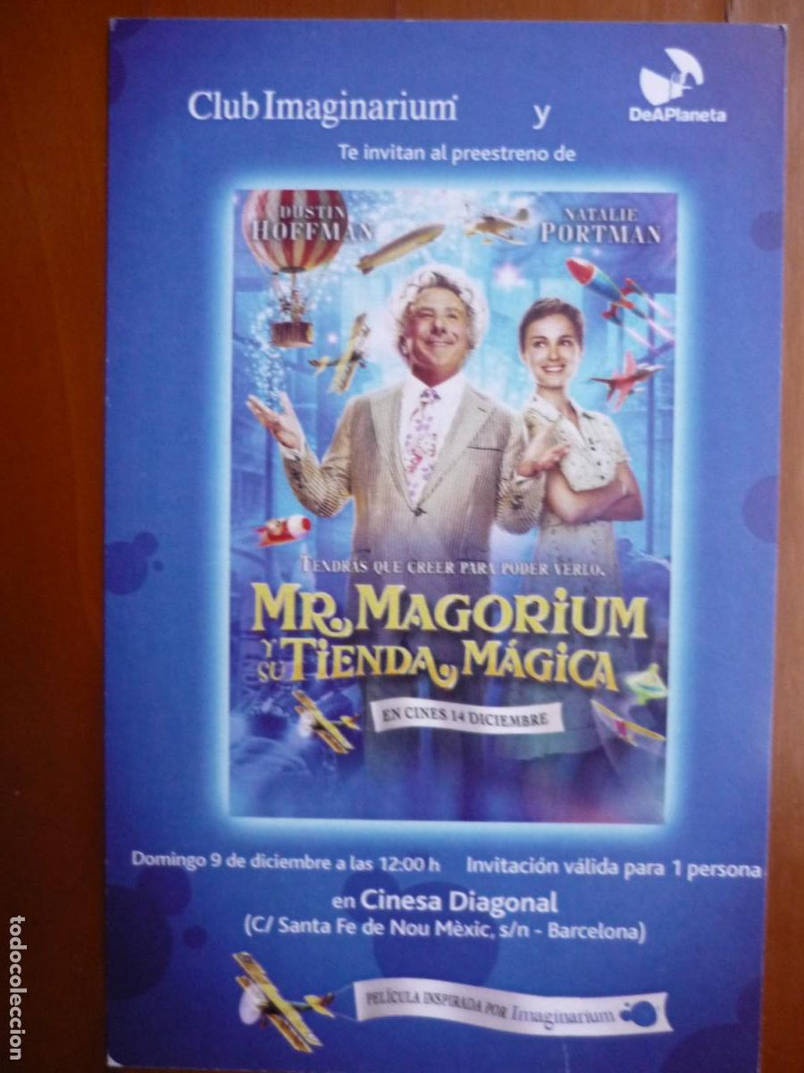 Cine: mr. magorium y su tienda magica - folleto mano invitacion preestreno dustin hoffman natalie portman