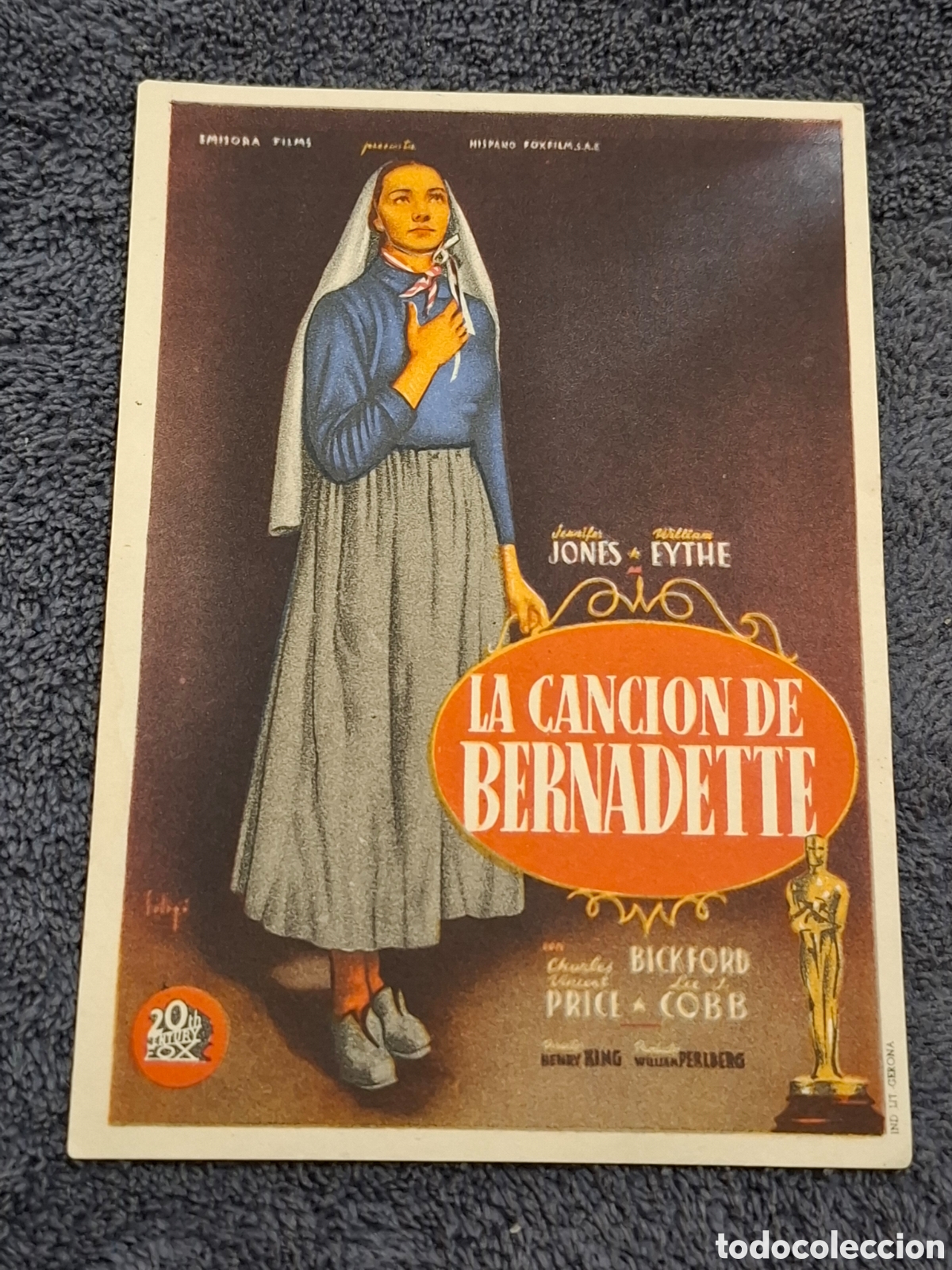 Cine: P4. La Canci&oacute;n De Bernadette - Trasera Sin Imprimir. - Foto 1