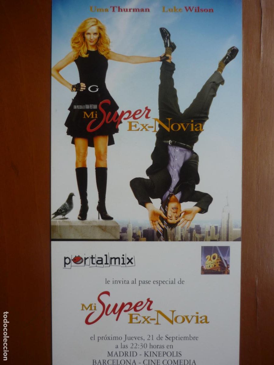 Cine: mi super ex-novia - folleto mano original preestreno - uma thurman anna faris luke wilson
