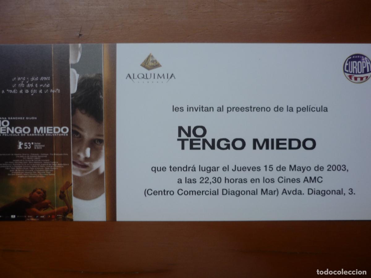 Cine: no tengo miedo - folleto mano invitacion estreno - aitana sanchez gijon Diego Abatantuono