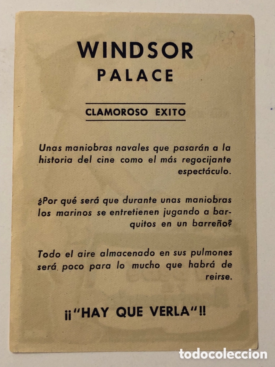 Cine: Programa el beb&eacute; y el acorazado john Mills con publicidad Windsor palace A22G2 - Foto 2