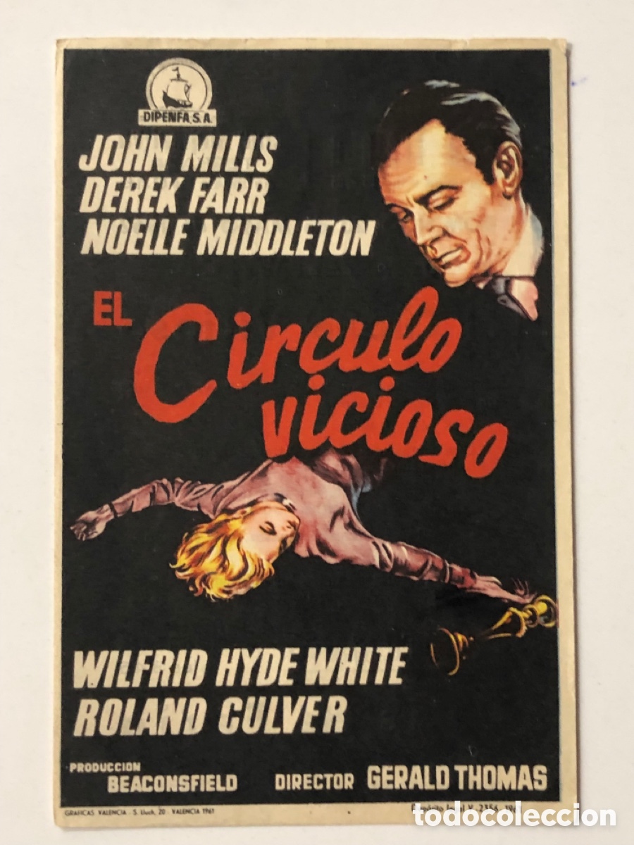 Cine: Programa el c&iacute;rculo vicioso john Mills con publicidad cine trajano Merida A22 - Foto 1