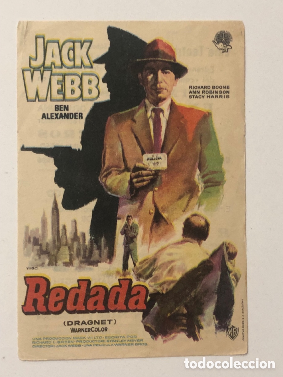 Cine: Programa Redada jack webb con publicidad cine teatro carmen A22 - Foto 1