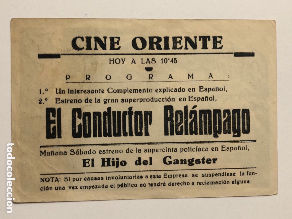 Cine: Programa conductor relampago Sally Gray con publicidad cine oriente A22 - Foto 2