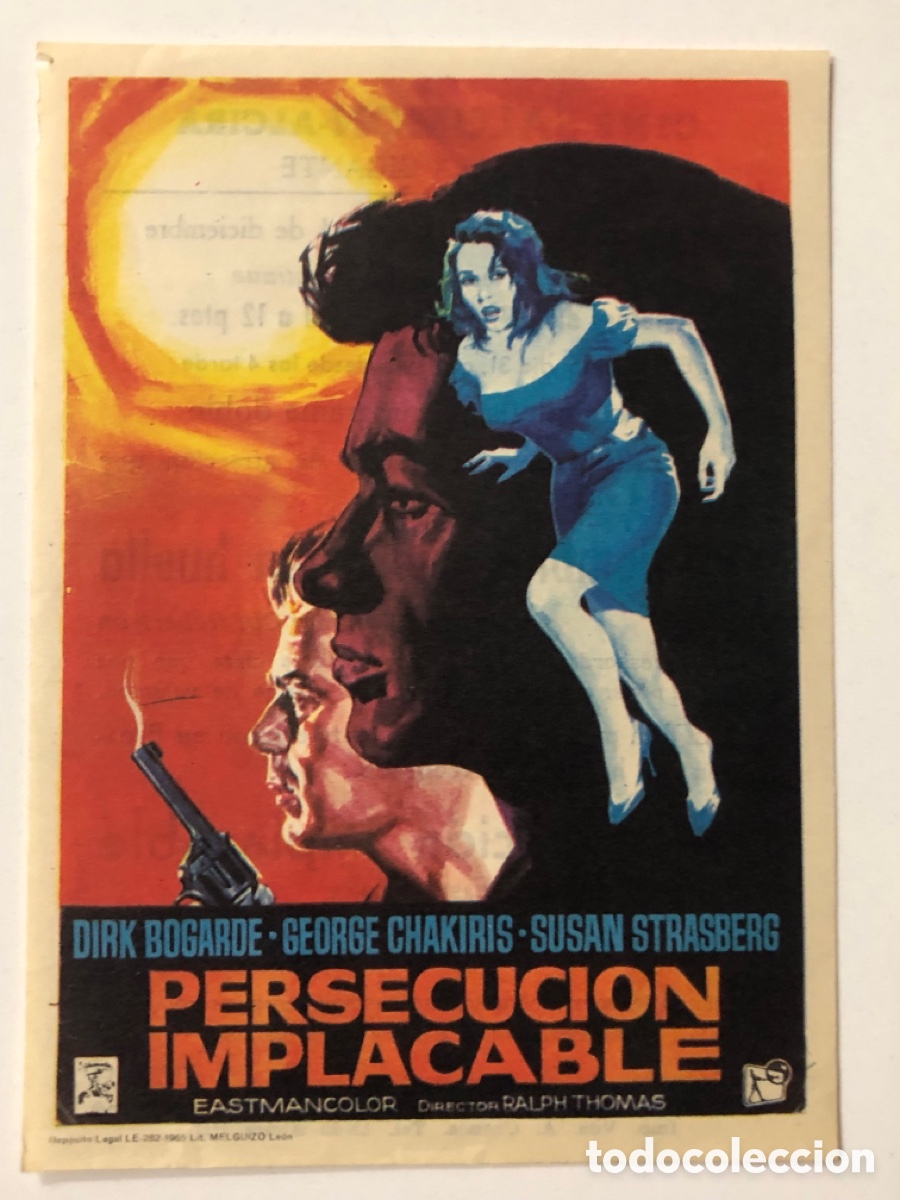 Cine: Programa persecuci&oacute;n implacable Dirk Bogarde con publicidad cine salomon alcira A22 - Foto 1
