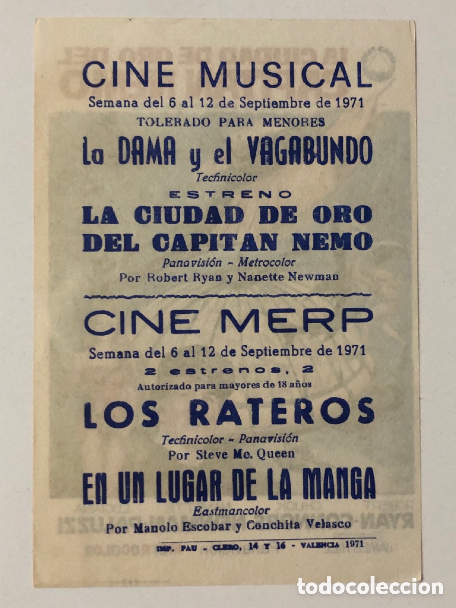 Cine: Programa la ciudad de oro del capit&aacute;n nemo Robert Ryan con publicidad cine musical A22 - Foto 2
