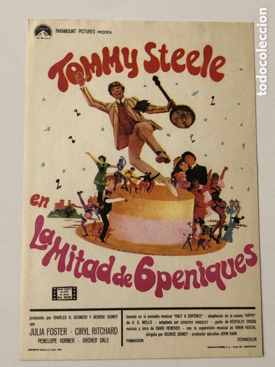 Cine: Programa la mitad de 6 peniques Tommy Steele A22 - Foto 1