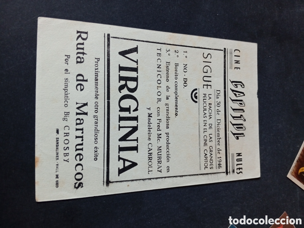 Cine: Programa de cine, virginia ,capitol Nules 1946 - Foto 2