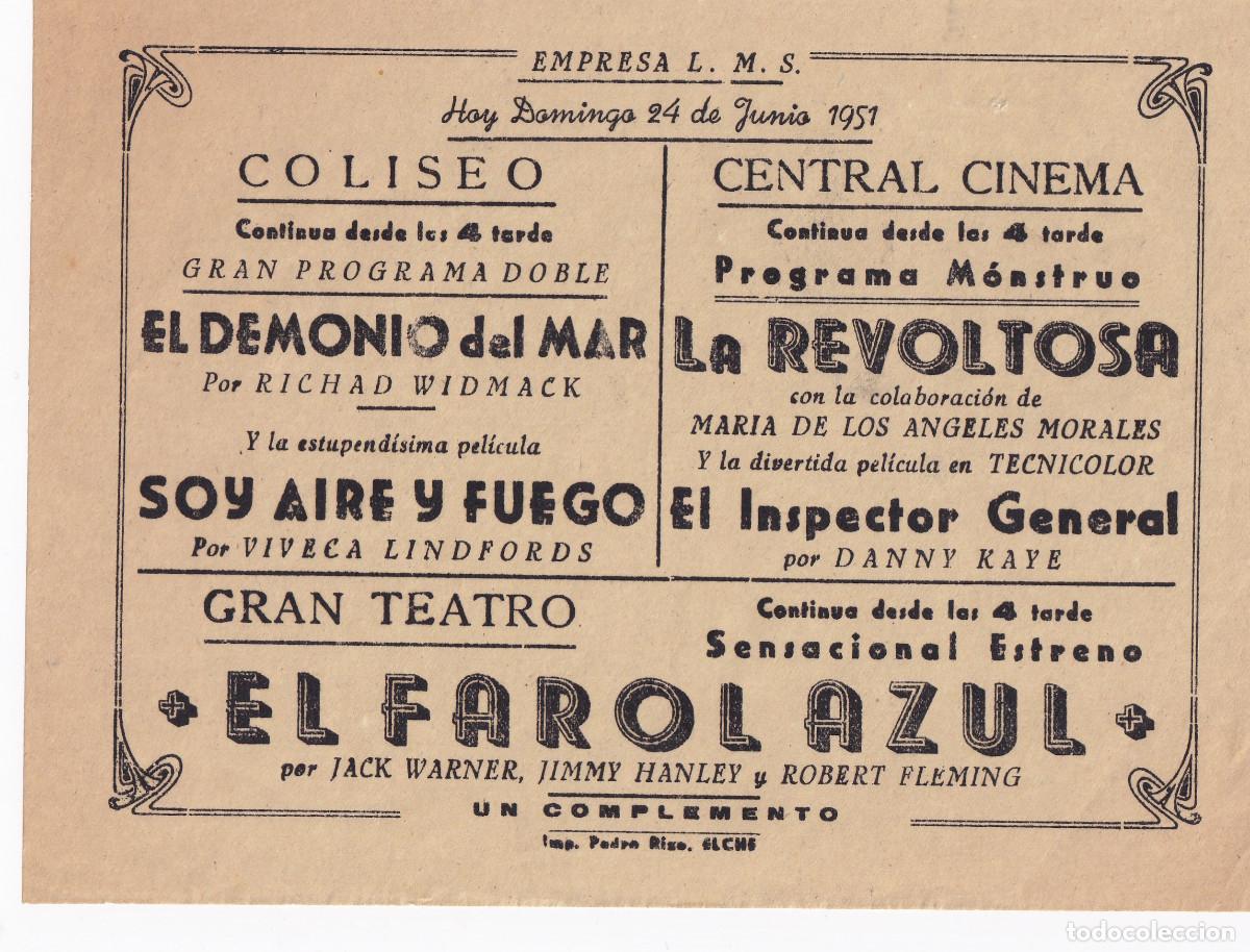 Cine: PROGRAMA DE CINE LOCAL.- GRAN TEATRO / COLISEO / CENTRAL CINEMA. ELCHE. - Foto 1