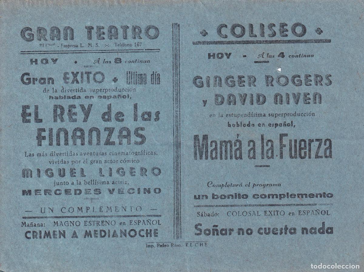 Cine: PROGRAMA DE CINE LOCAL.- GRAN TEATRO / COLISEO. ELCHE. - Foto 1