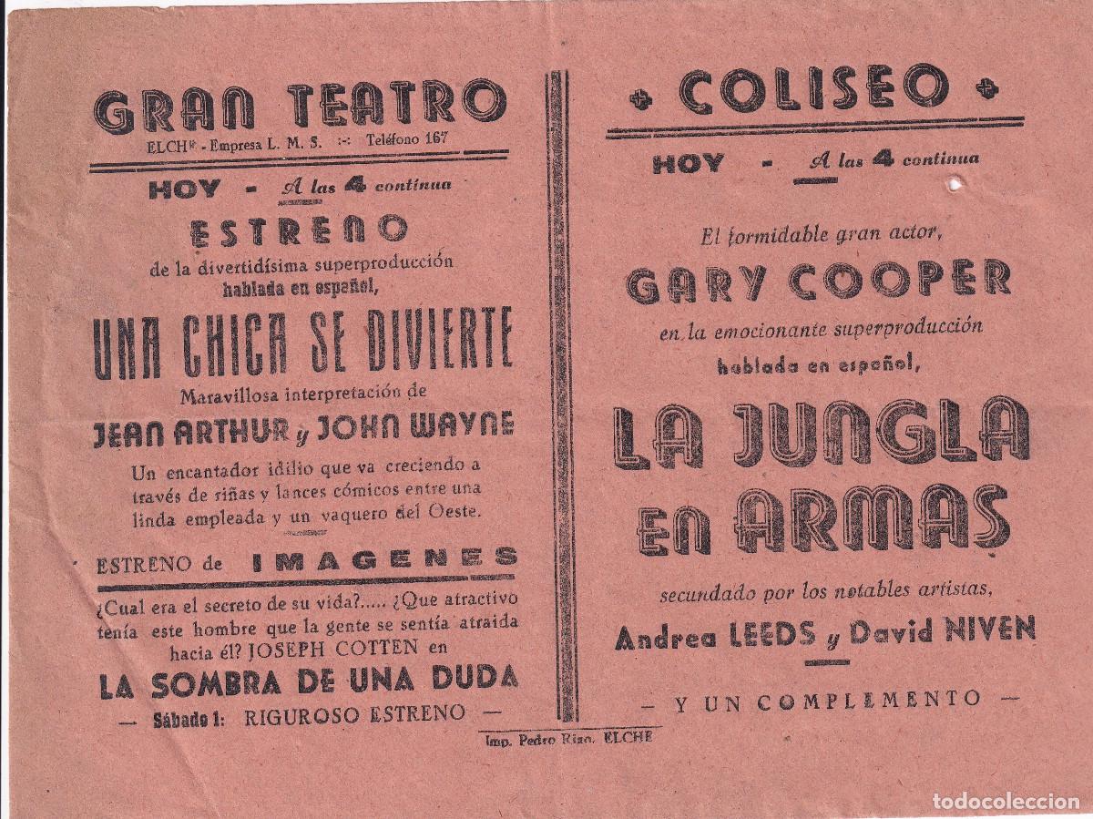 Cine: PROGRAMA DE CINE LOCAL.- GRAN TEATRO / COLISEO. ELCHE. - Foto 1