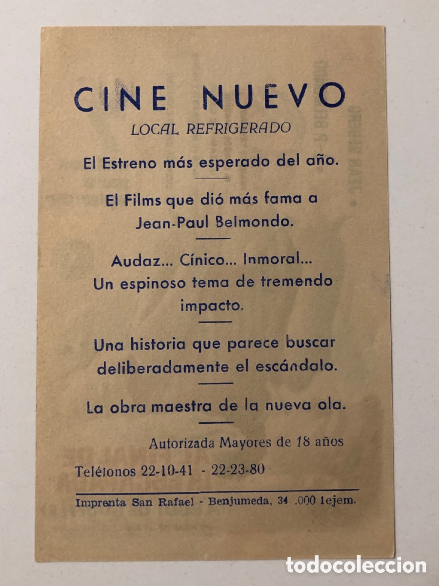 Cine: Programa al final de la escapada Jean Seberg con publicidad cine Nuevo A23 - Foto 2