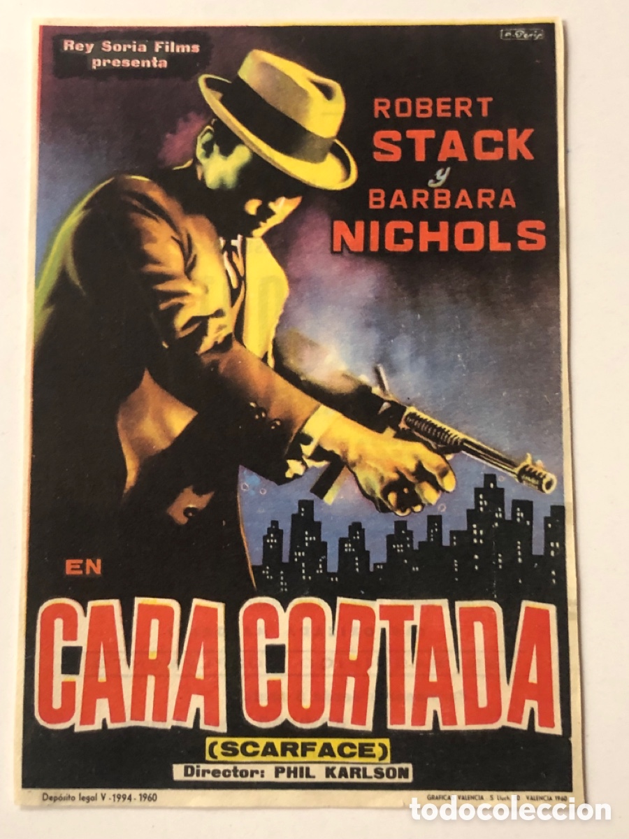 Cine: Programa cara cortada scarface Robert Stack con publicidad cine ideal alicante A23G2 - Foto 1