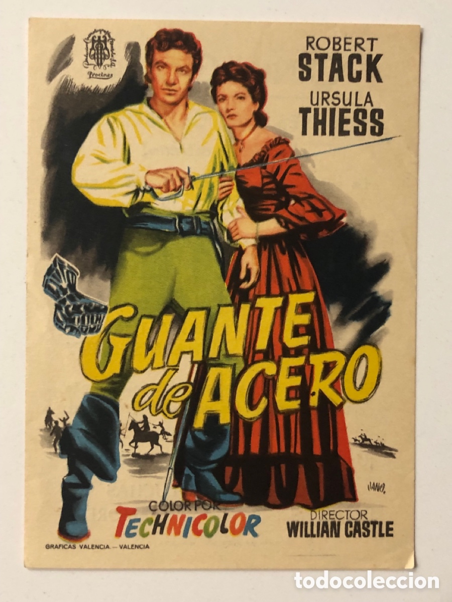 Cine: Programa guante de acero Robert Stack con publicidad cine Goya Malaga A23 - Foto 1