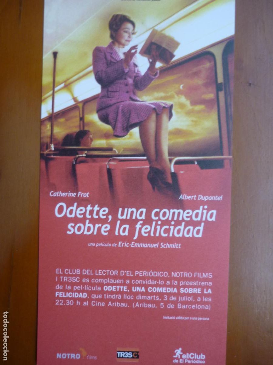 Cine: odette una comedia sobre la felicidad - folleto mano invitacion preestreno - catherine frot