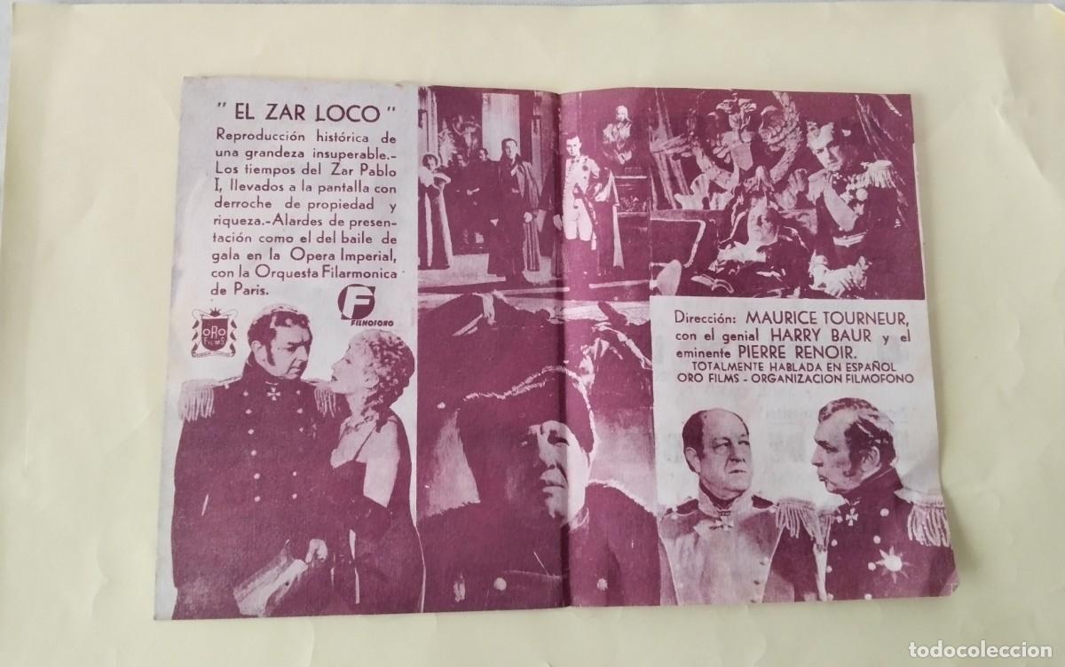 Cine: PROGRAMA DE MANO DOBLE DE LA PELICULA &rdquo; EL ZAR LOCO&rdquo; - Foto 4