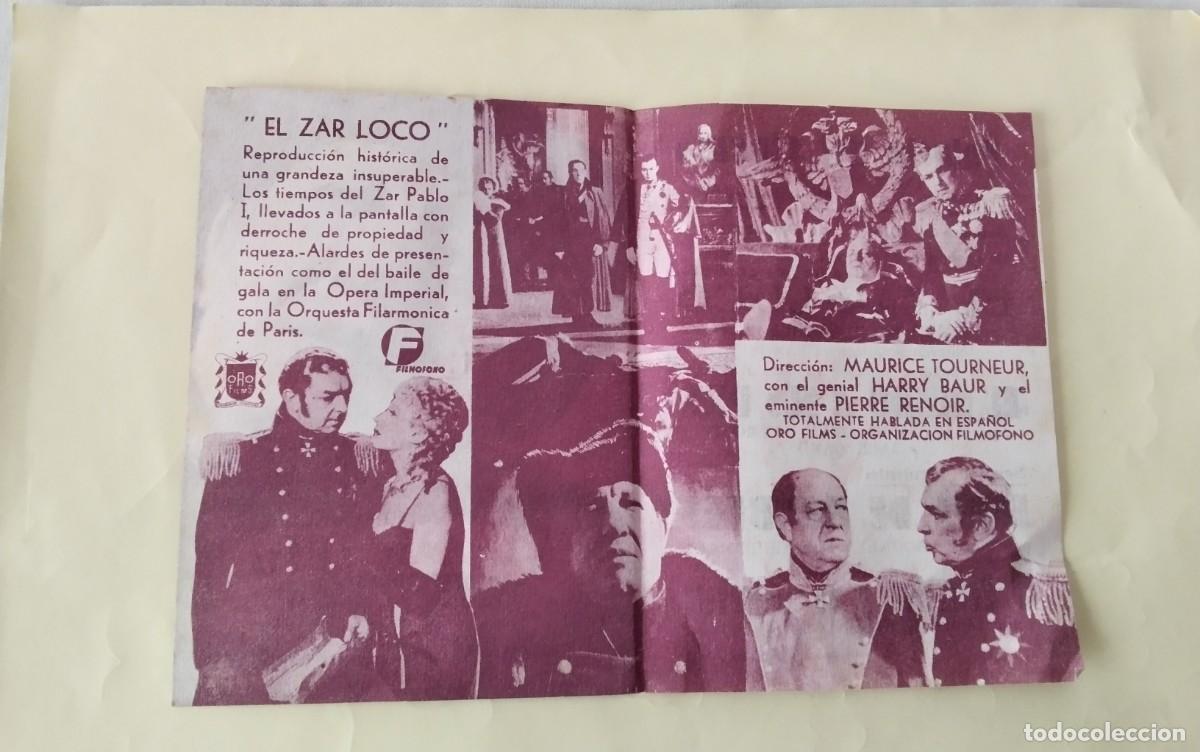Cine: PROGRAMA DE MANO DOBLE DE LA PELICULA &rdquo; EL ZAR LOCO&rdquo; - Foto 5
