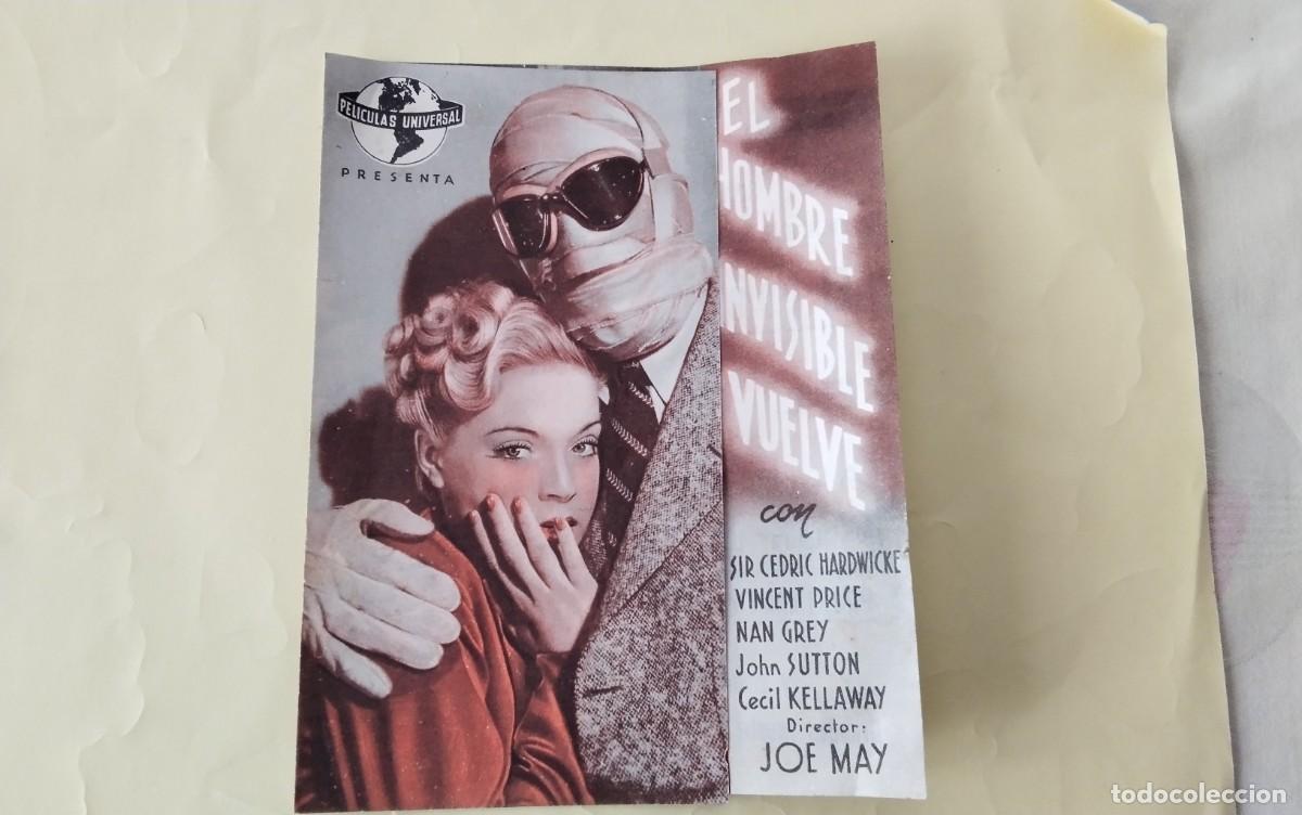 Cine: PROGRAMA DE MANO DOBLE DE LA PELICULA &rdquo; EL HOMBRE INVISIBLE VUELVE&rdquo; - Foto 2