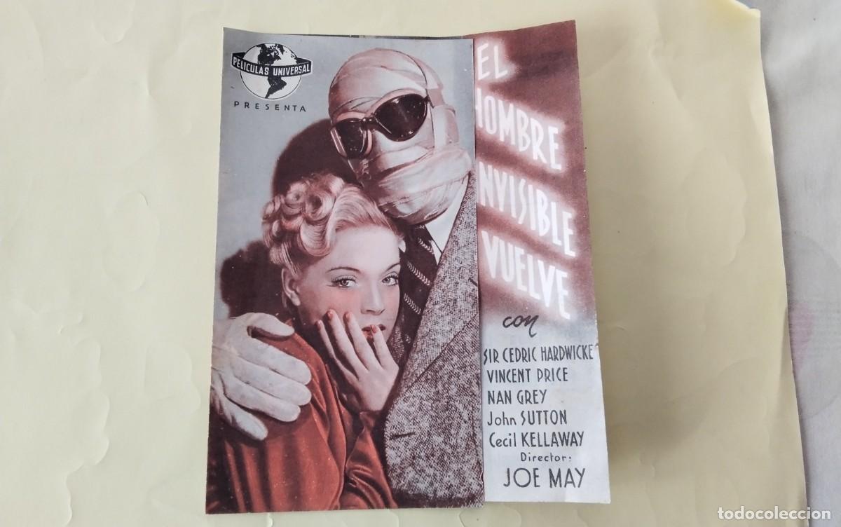 Cine: PROGRAMA DE MANO DOBLE DE LA PELICULA &rdquo; EL HOMBRE INVISIBLE VUELVE&rdquo; - Foto 1