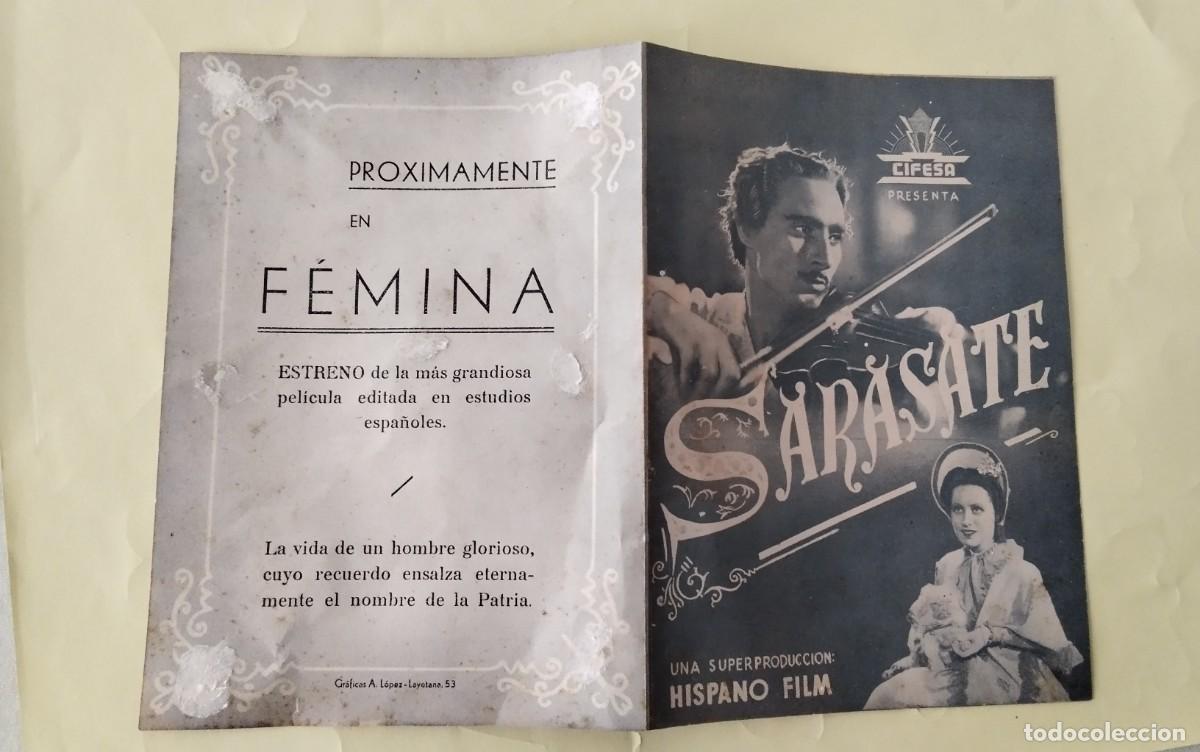 Cine: PROGRAMA DE MANO DOBLE DE CINE DE LA PELICULA &rdquo; SARASATE &rdquo; - Foto 5
