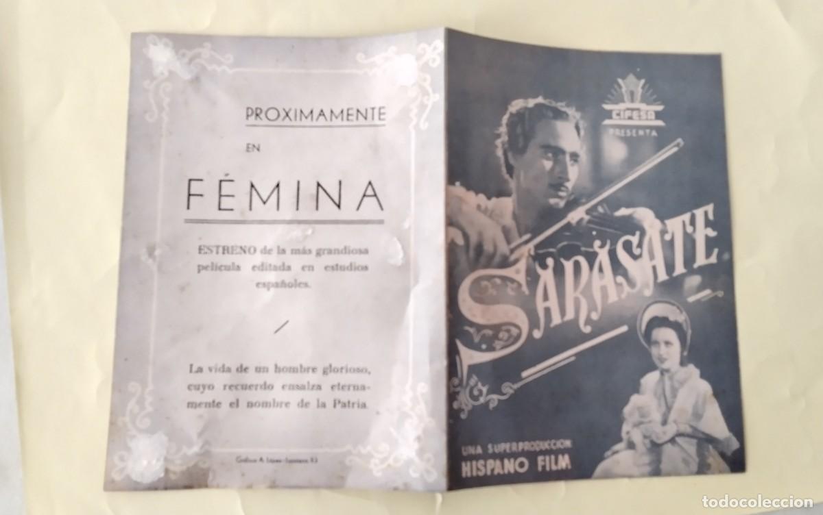 Cine: PROGRAMA DE MANO DOBLE DE CINE DE LA PELICULA &rdquo; SARASATE &rdquo; - Foto 6
