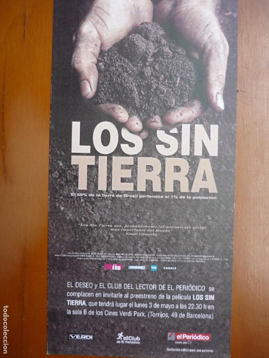 Cine: los sin tierra - folleto mano invitacion preestreno - documental cine espa&ntilde;ol