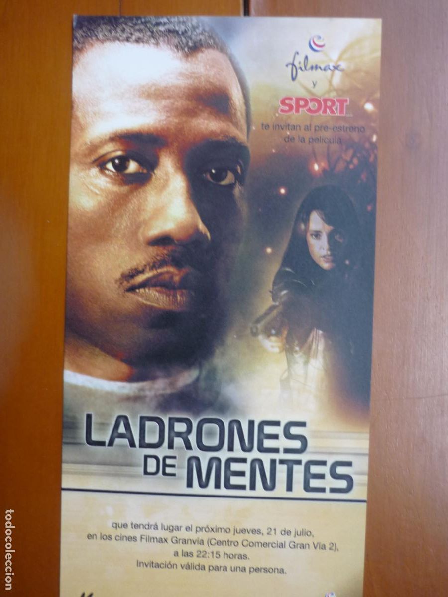 Cine: ladrones de mentes - folleto mano invitacion preestreno - wesley snipes Jacqueline Obradors