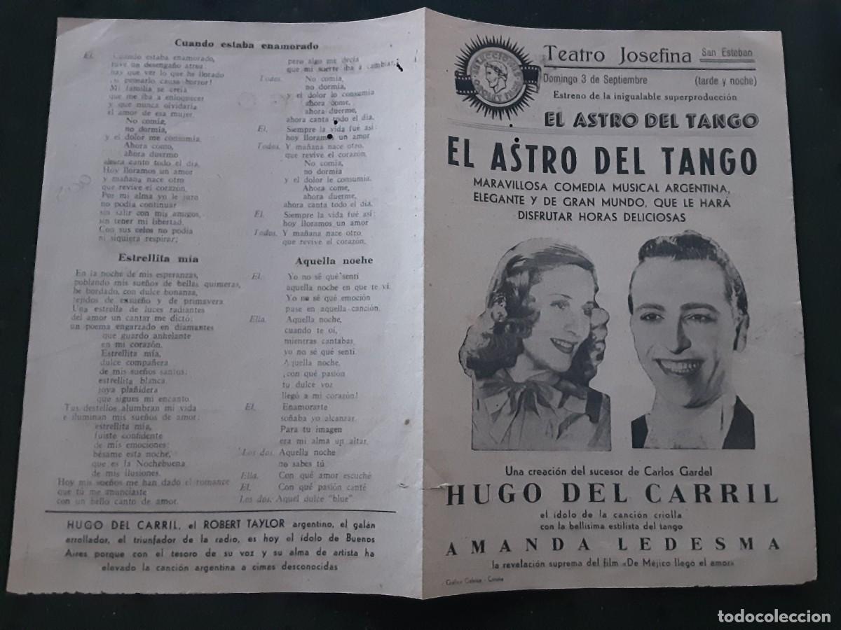 Cine: EL ASTRO DEL TANGO, HUGO DEL CARRIL, AMANDA LEDESMA. PROGRAMA LOCAL. - Foto 1